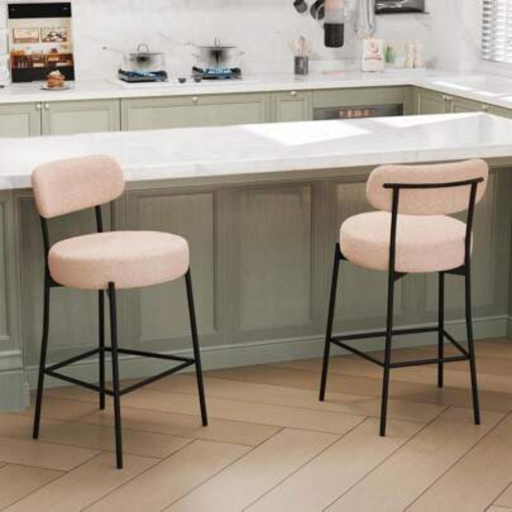 Home Bar And Counter - Beige Barhocker-Set mit 2 Stühlen, 27,56