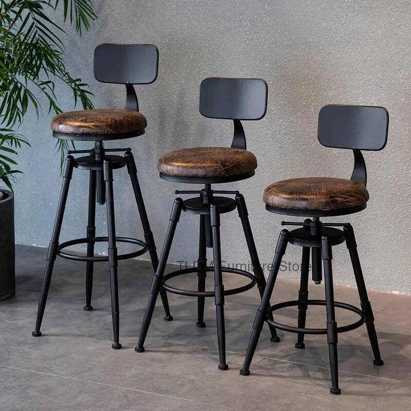 Home Bar Seating - Retro-Barhocker aus Eisen, drehbar, höhenverstellbar, Sitzhöhe
