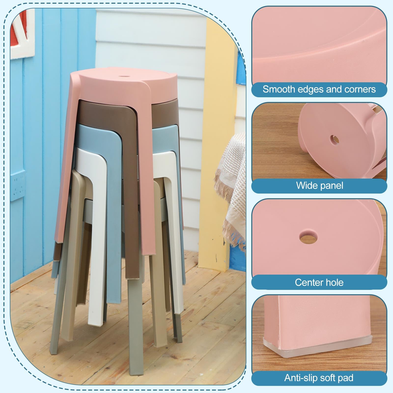 1/6er-Pack Stapelbare Kunststo – Home Bar Seating Bewertung und Preis